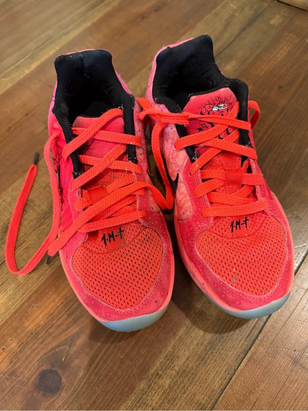 Nike Kids Neon Pink/Red Lace-Up Sneakers